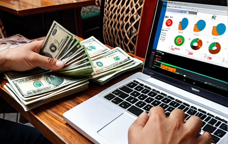**
> A person creating a budget on a laptop at a cafe, with the 50/30/20 rule visually represented with pie charts, Turkish Lira currency notes scattered nearby, highlighting financial planning.
**
